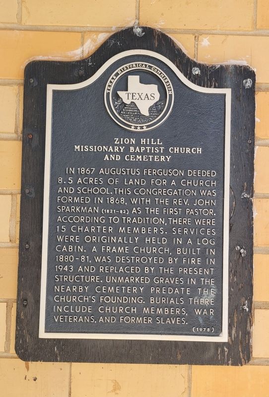 Zion Hill Missionary Baptist Church and Cemetery Marker. Click for full size. Zion Hill Missionary Baptist Church and Cemetery Marker image. Click for full size.