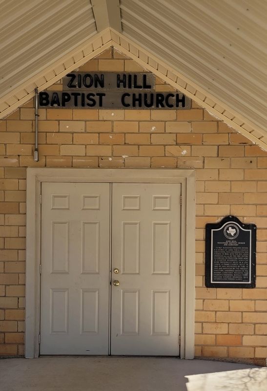 The entrance of the Zion Hill Missionary Baptist Church and Cemetery with Marker. Click for full size. The entrance of the Zion Hill Missionary Baptist Church and Cemetery with Marker image. Click for full size.