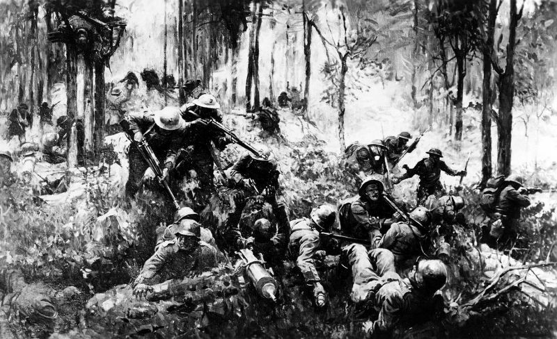 Painting of the Battle of Belleau Wood. Click for full size. Painting of the Battle of Belleau Wood image. Click for full size.