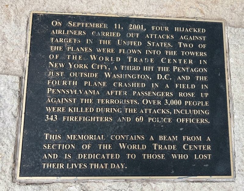 9/11 Memorial Marker. Click for full size. 9/11 Memorial Marker image. Click for full size.