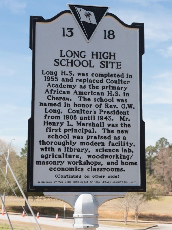 Long High School Site Marker, Side One image. Click for full size.