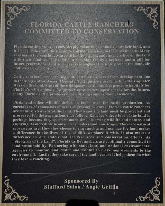 Florida Cattle Ranchers Committed to Conservation Marker image. Click for full size.