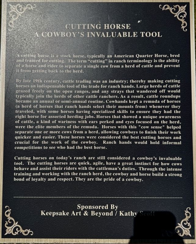 Cutting Horse Marker. Click for full size. Cutting Horse Marker image. Click for full size.