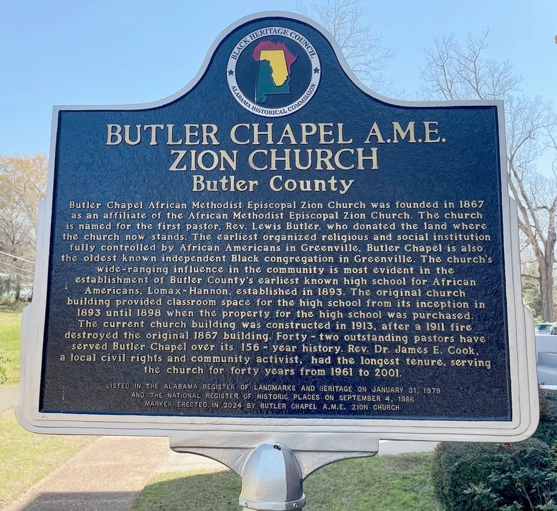 Butler Chapel A.M.E. Zion Church Marker. Click for full size. Butler Chapel A.M.E. Zion Church Marker image. Click for full size.