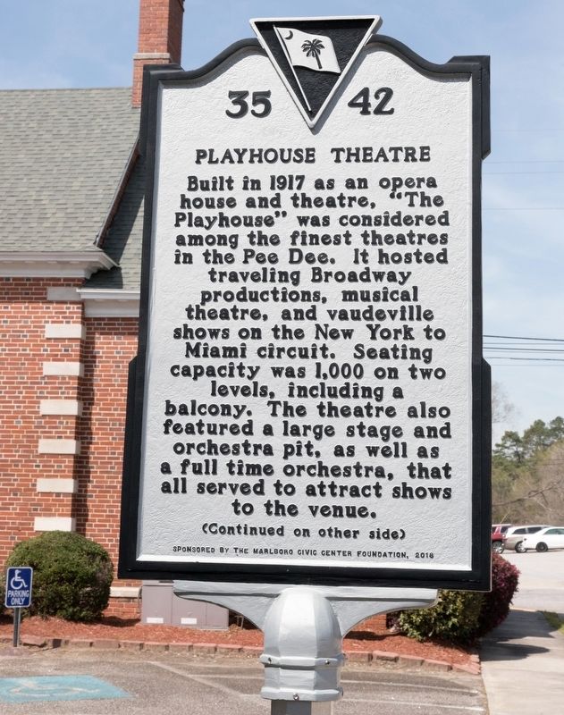 Playhouse Theatre Marker, Side One. Click for full size. Playhouse Theatre Marker, Side One image. Click for full size.
