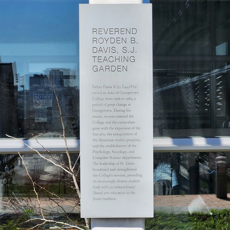 Reverend Royden B. Davis, S.J. Teaching Garden Marker image. Click for full size.
