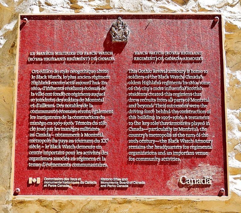 Le Manège Militaire du Black Watch (Royal Highland Regiment) du Canada Marker. Click for full size. Le Manège Militaire du Black Watch (Royal Highland Regiment) du Canada Marker image. Click for full size.