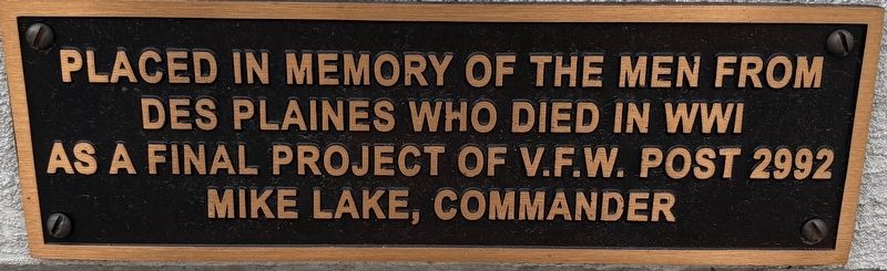 World War I Memorial Marker. Click for full size. World War I Memorial Marker image. Click for full size.