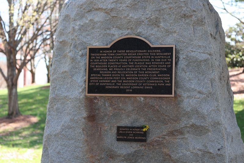 In honor of the Revolutionary Soldiers buried in Madison County Marker (Backside). Click for full size. In honor of the Revolutionary Soldiers buried in Madison County Marker (Backside) image. Click for full size.
