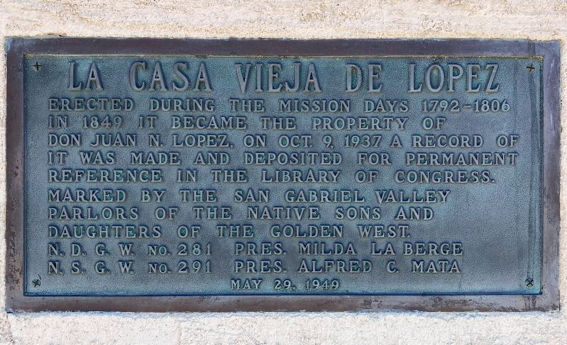 La Casa Vieja de Lopez Marker image. Click for full size.