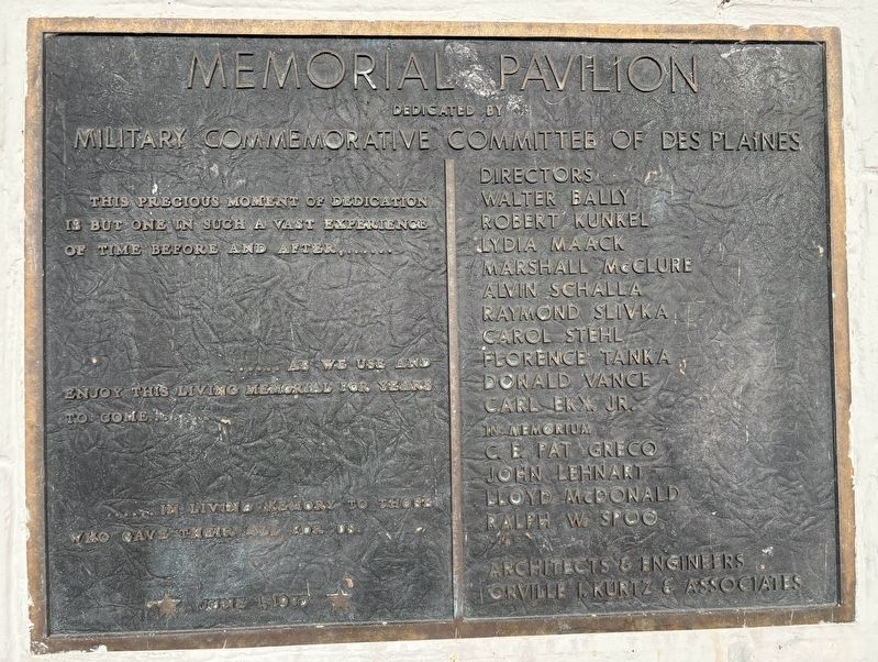 Memorial Pavilion Marker. Click for full size. Memorial Pavilion Marker image. Click for full size.