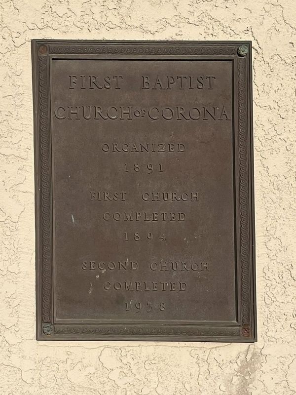 First Baptist Church of Corona Marker image. Click for full size.