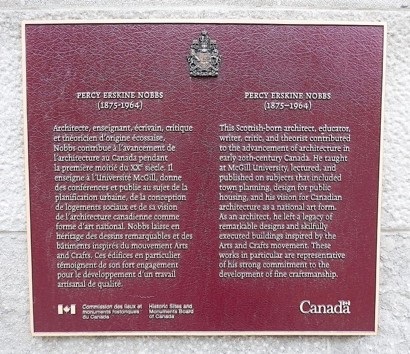 Percy Erskine Nobbs Marker. Click for full size. Percy Erskine Nobbs Marker image. Click for full size.