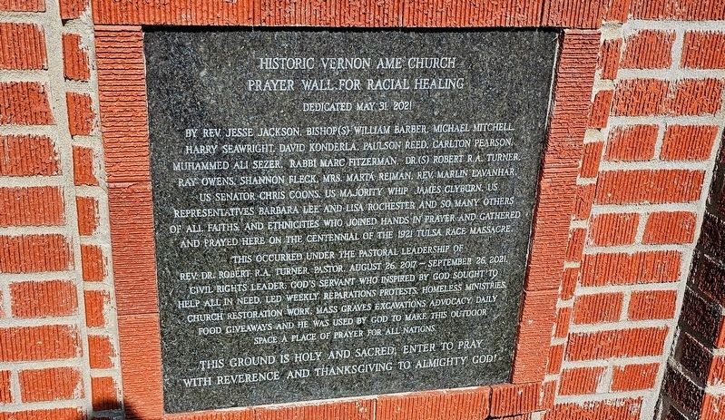 Historic Vernon AME Church Prayer Wall for Racial Healing Marker image. Click for full size.