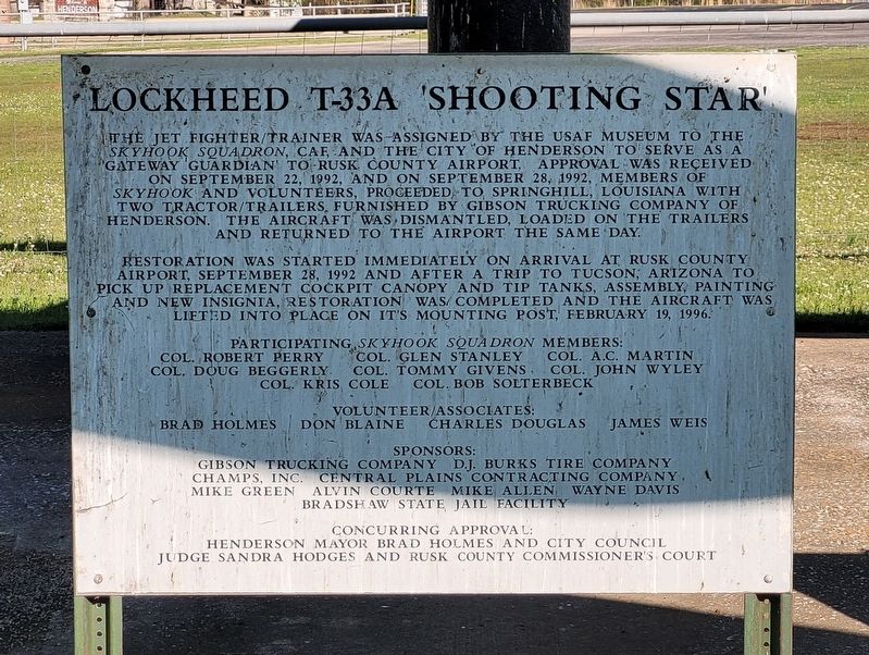Lockheed T-33A 'Shooting Star' Marker. Click for full size. Lockheed T-33A 'Shooting Star' Marker image. Click for full size.