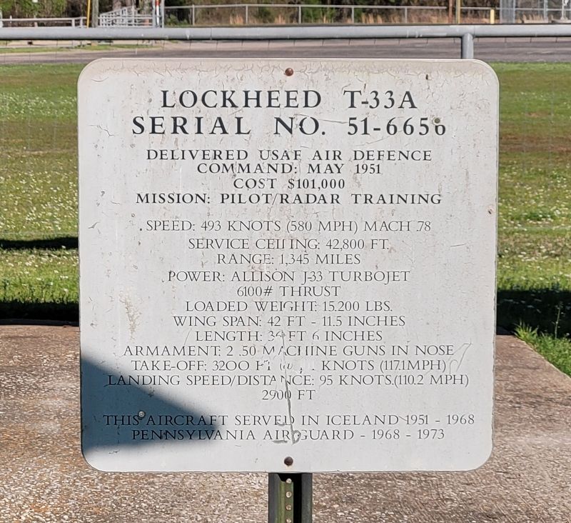 Lockheed T-33A 'Shooting Star' - 2nd Plaque. Click for full size. Lockheed T-33A 'Shooting Star' - 2nd Plaque image. Click for full size.