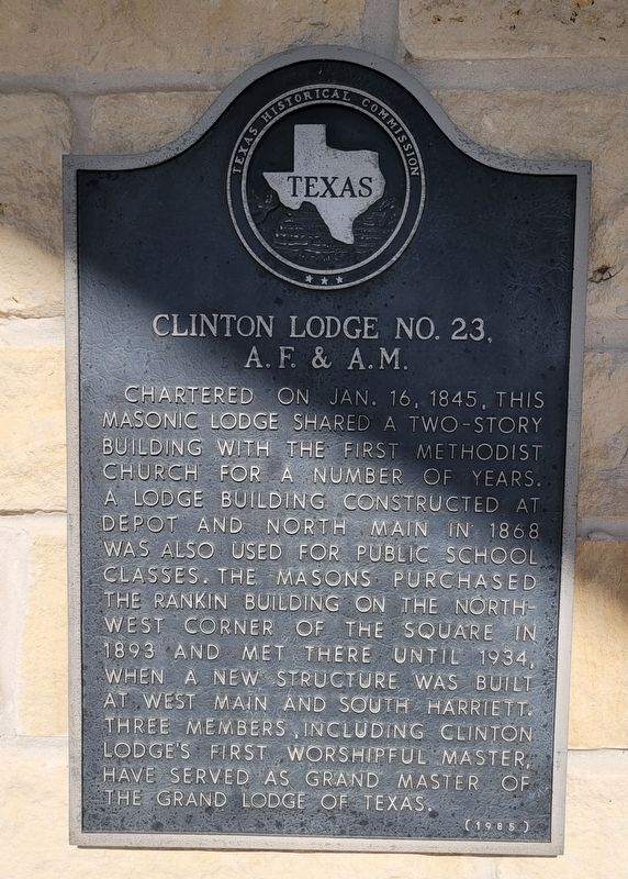 Clinton Lodge No. 23, A.F. & A.M. Marker. Click for full size. Clinton Lodge No. 23, A.F. & A.M. Marker image. Click for full size.