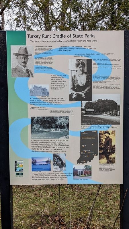 Turkey Run: Cradle of State Parks Marker image. Click for full size.