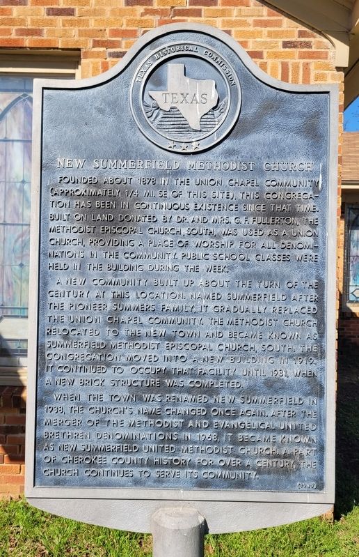 New Summerfield Methodist Church Marker. Click for full size. New Summerfield Methodist Church Marker image. Click for full size.