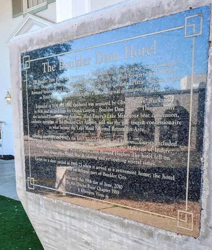 The Boulder Dam Hotel Marker image. Click for full size.