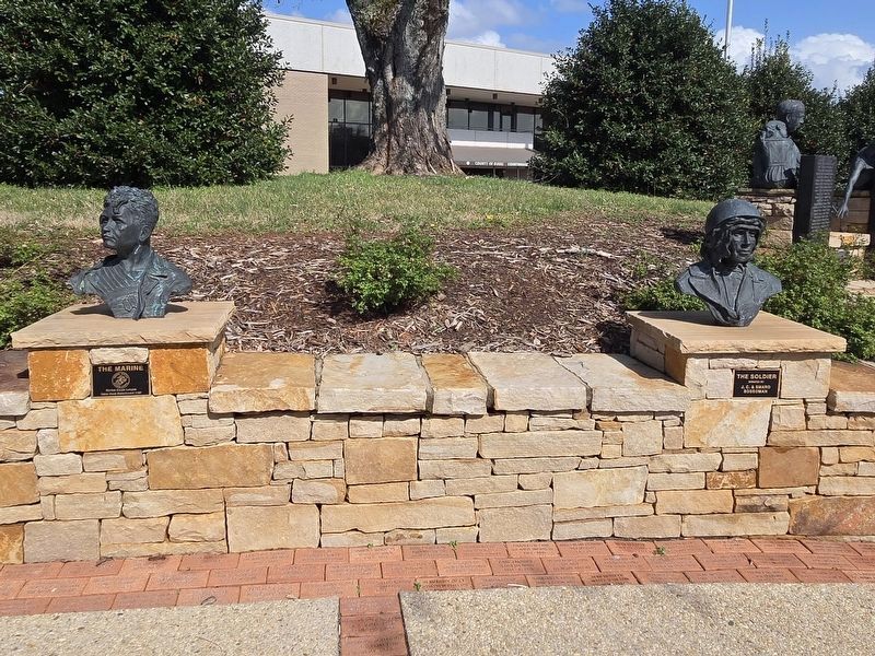 The Marine and The Soldier, part of the Burke County WWI Victory Plaza. Click for full size. The Marine and The Soldier, part of the Burke County WWI Victory Plaza image. Click for full size.