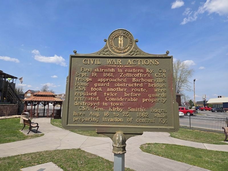 Civil War Actions Marker at new location at a park in Barbourville image. Click for full size.