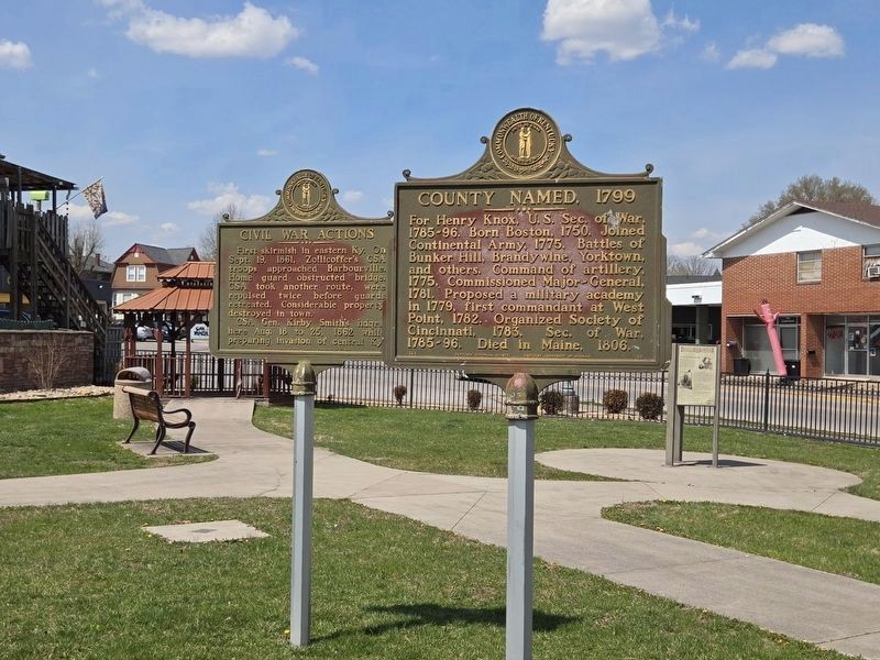 Civil War Actions & County Named, 1799 Markers at new location at a park image. Click for full size.