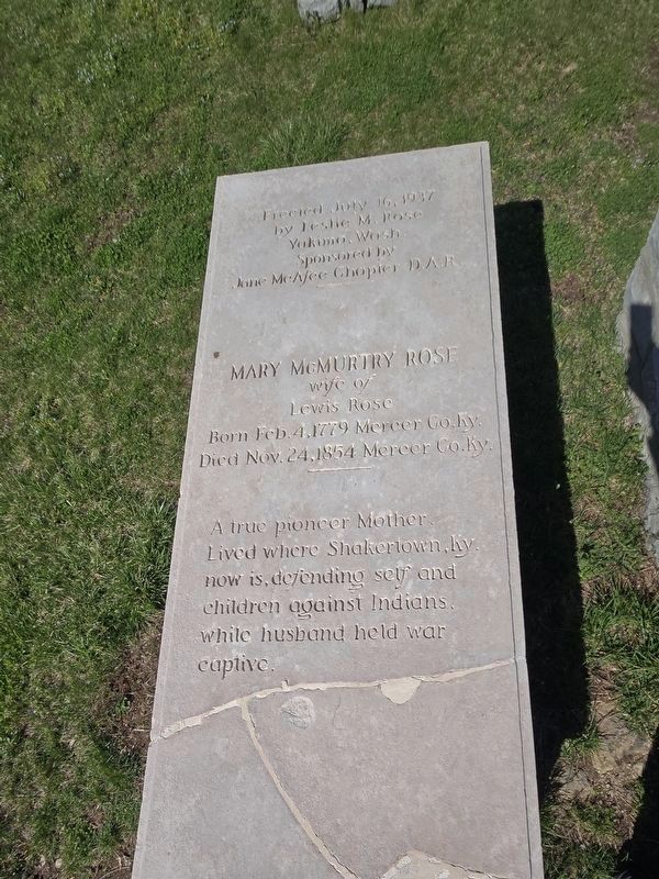 Gravestone of Mary McMurty Rose, wife of Capt. Lewis Rose image. Click for full size.