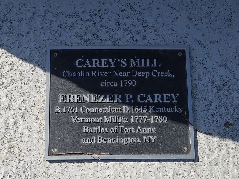 Carey's Mill / Ebenezer P. Carey Marker. Click for full size. Carey's Mill / Ebenezer P. Carey Marker image. Click for full size.