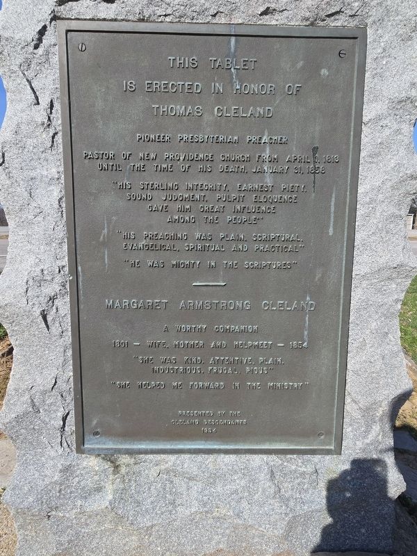 Thomas Cleland side of marker. Click for full size. Thomas Cleland side of marker image. Click for full size.