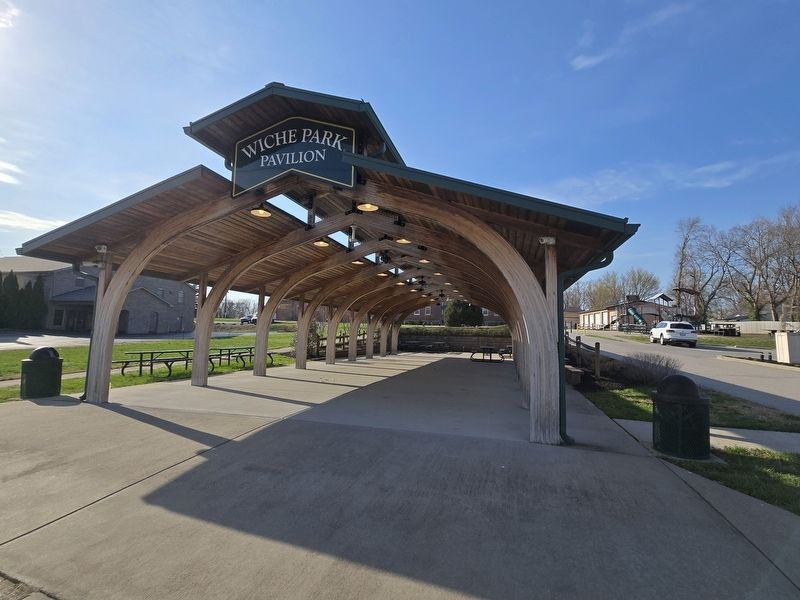Entrance of Wiche Park Pavilion. Marker is in the back.. Click for full size. Entrance of Wiche Park Pavilion. Marker is in the back. image. Click for full size.