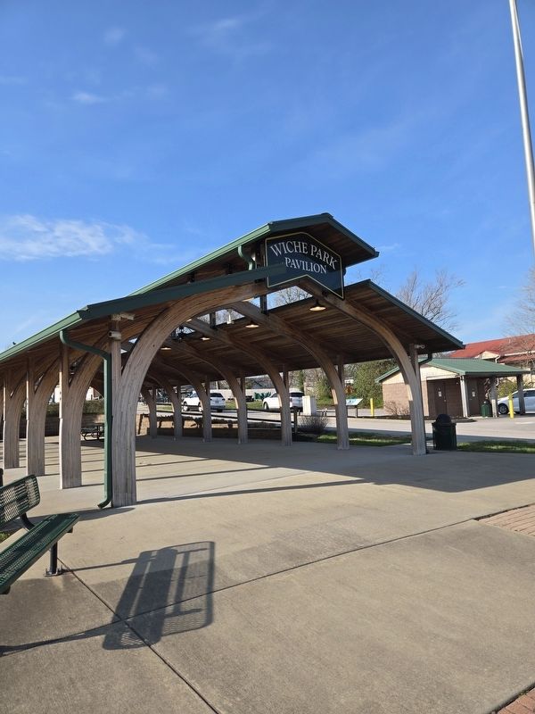 Wiche Park Pavilion. Marker is to the right of the pavilion image. Click for full size.