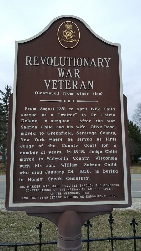 Revolutionary War Veteran side of marker image. Click for full size.