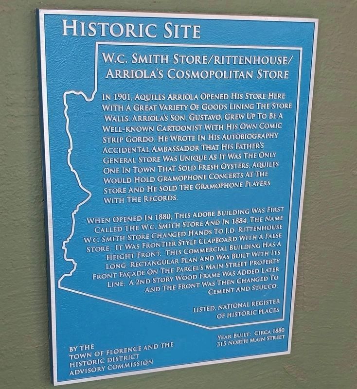 W.C. Smith/Rittenouse/Arriola's Cosmopolitan Store Marker. Click for full size. W.C. Smith/Rittenouse/Arriola's Cosmopolitan Store Marker image. Click for full size.