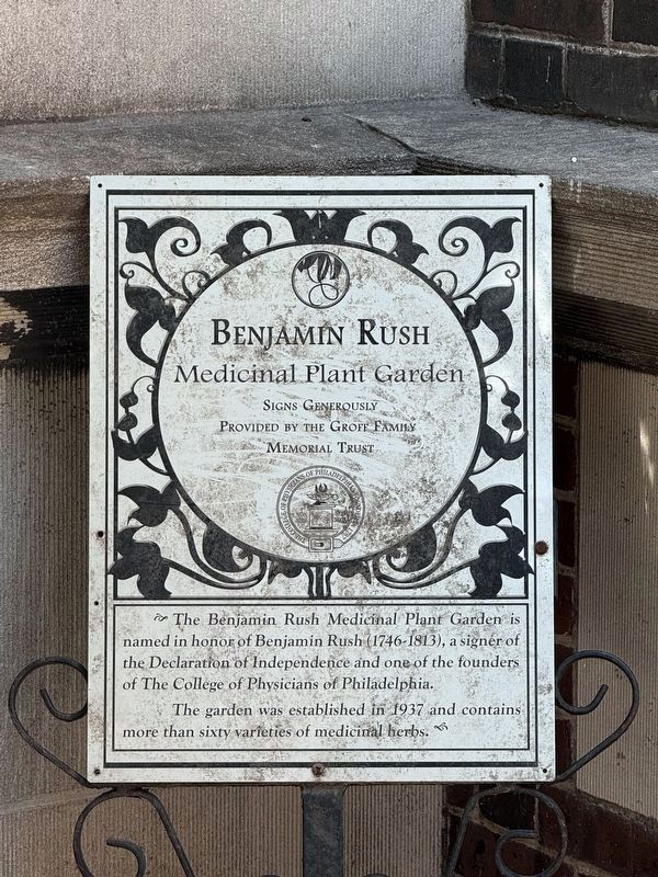 Benjamin Rush Medicinal Plant Garden Marker. Click for full size. Benjamin Rush Medicinal Plant Garden Marker image. Click for full size.