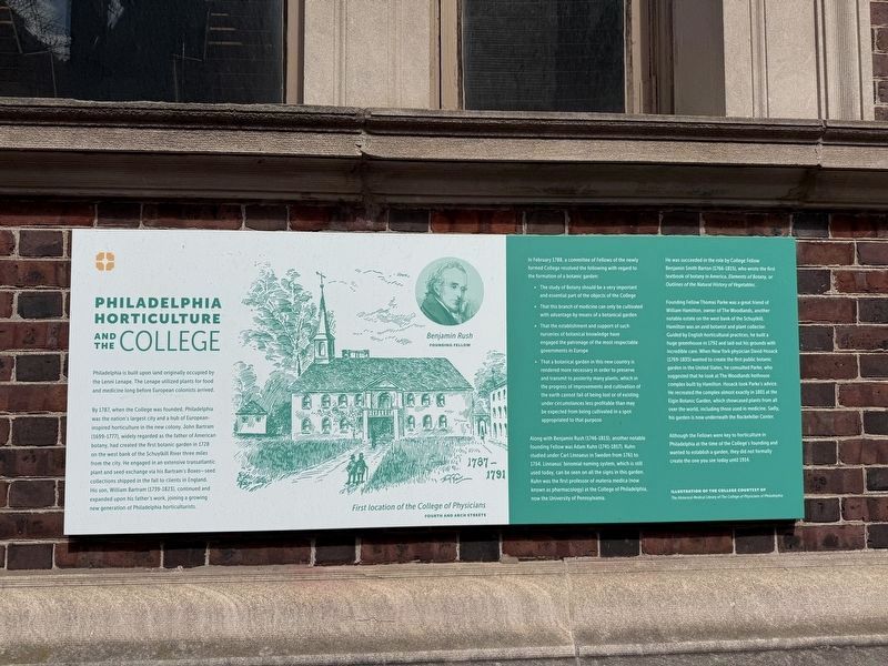 Philadelphia Horticulture and the College Marker image. Click for full size.