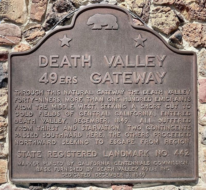 Death Valley 49ers Gateway Marker image. Click for full size.