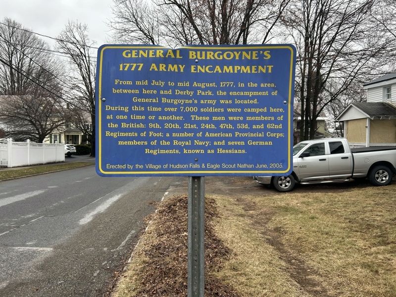 General Burgoyne’s 1777 Army Encampment Marker. Click for full size. General Burgoyne’s 1777 Army Encampment Marker image. Click for full size.