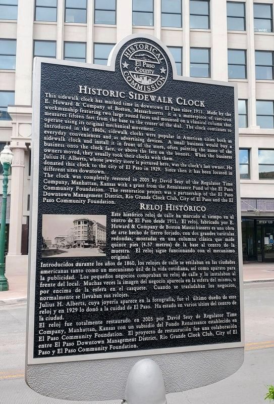 Historic Sidewalk Clock Marker. Click for full size. Historic Sidewalk Clock Marker image. Click for full size.
