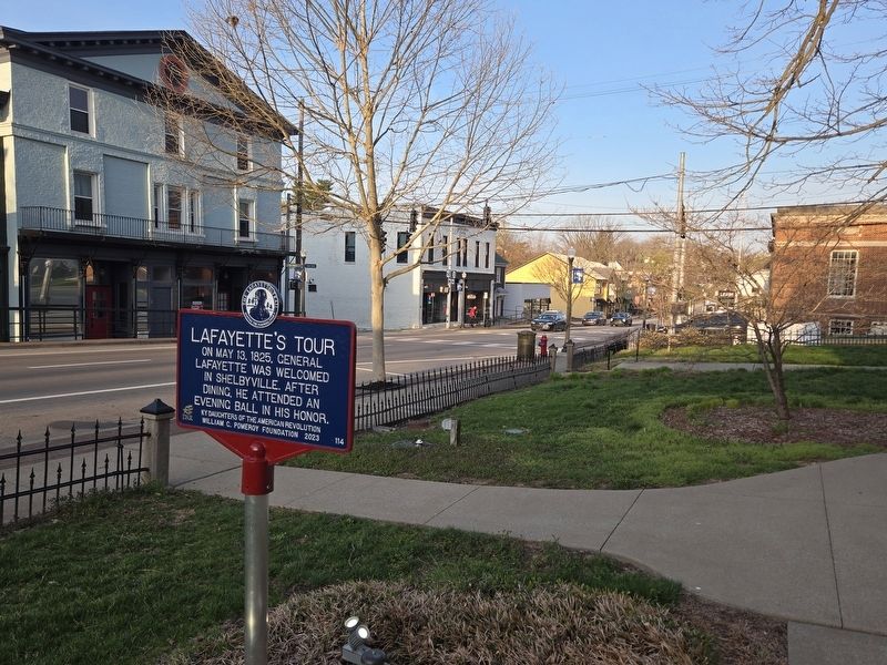 Lafayette's Tour Marker looking west towards Main and 7th Streets. Click for full size. Lafayette's Tour Marker looking west towards Main and 7th Streets image. Click for full size.
