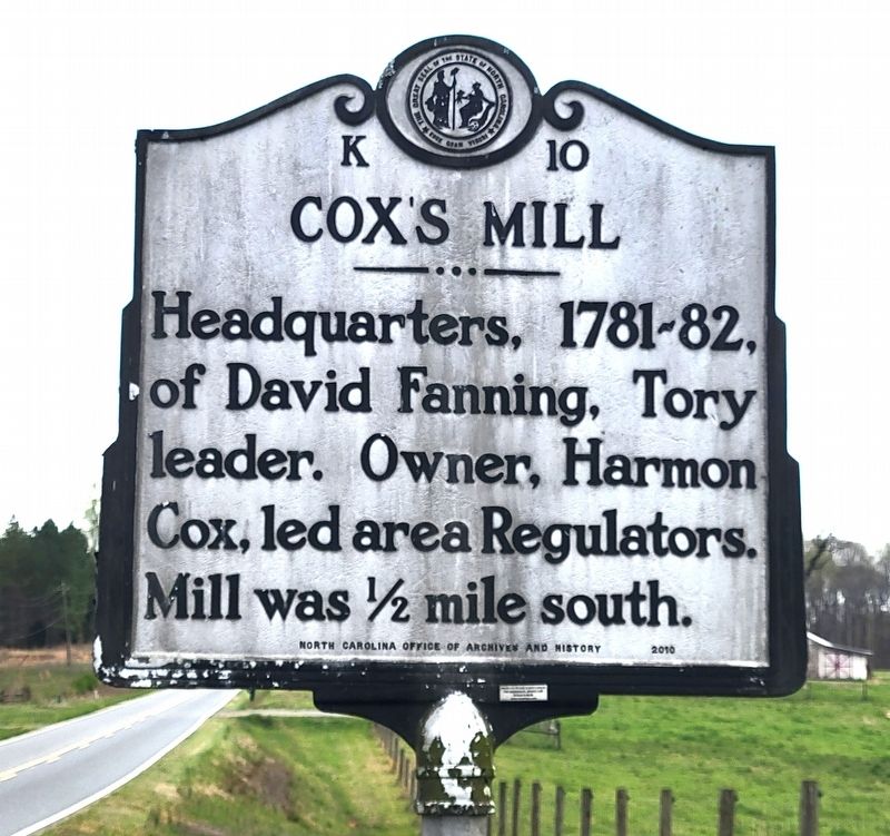 Coxs Mill Marker. Click for full size. Coxs Mill Marker image. Click for full size.