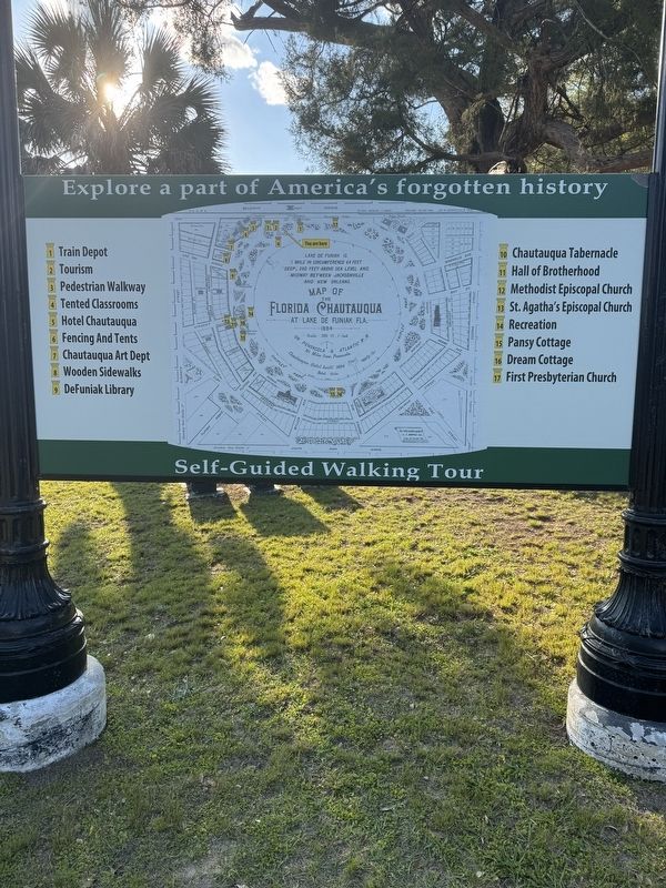 The Florida Chautauqua Resort/Campus Marker (center panel) image. Click for full size.