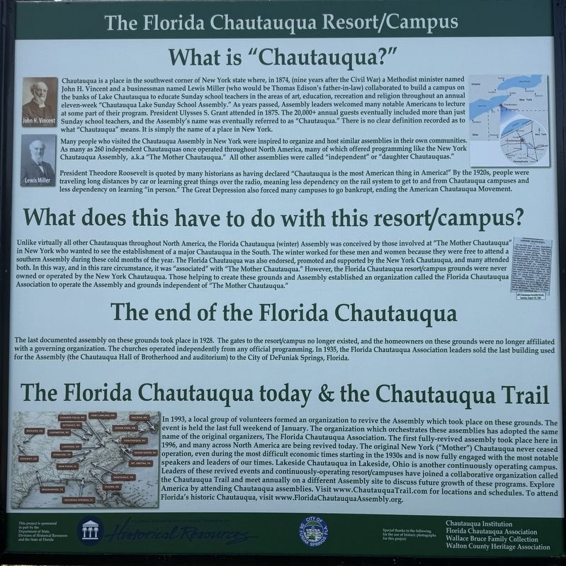 The Florida Chautauqua Resort/Campus Marker (right panel) image. Click for full size.
