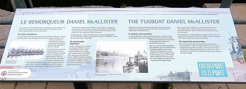Le remorqueur / the Tugboat <i>Daniel McAllister</i> Marker. Click for full size. Le remorqueur / the Tugboat <i>Daniel McAllister</i> Marker image. Click for full size.