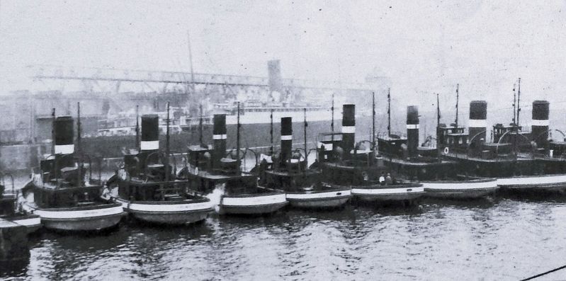 Marker detail: Tugboats at dock, circa 1925. Click for full size. Marker detail: Tugboats at dock, circa 1925 image. Click for full size.