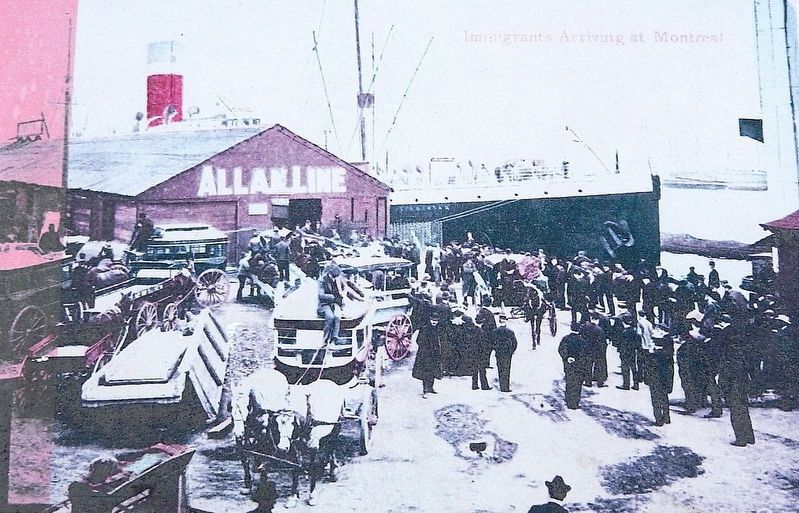 Marker detail: Immigrants Arriving at Montréal. Click for full size. Marker detail: Immigrants Arriving at Montréal image. Click for full size.