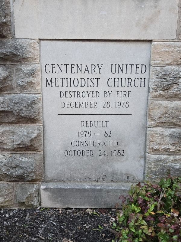 Centenary Methodist Church Cornerstone at addition image. Click for full size.