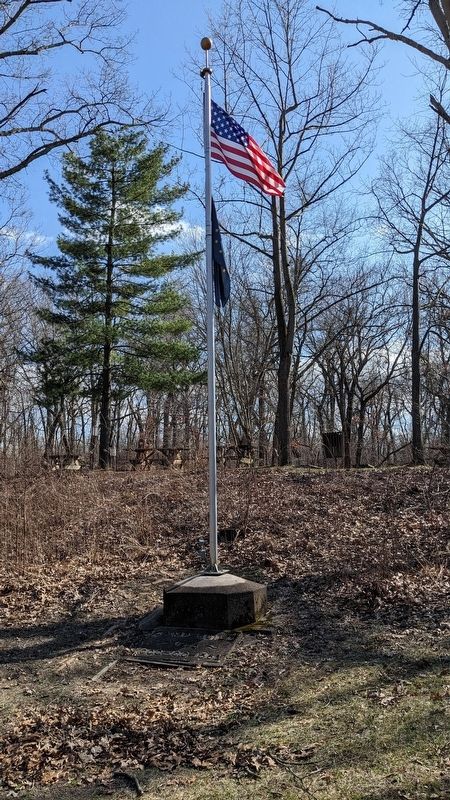 Civilian Conservation Corps Flagpole Marker in context. Click for full size. Civilian Conservation Corps Flagpole Marker in context image. Click for full size.
