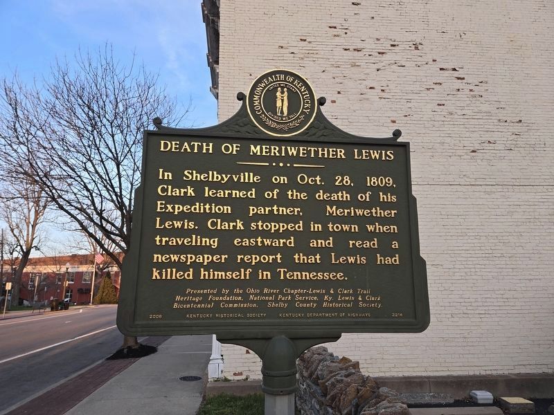 Death of Meriwether Lewis side looking towards adjacent commercial building - New Location. Click for full size. Death of Meriwether Lewis side looking towards adjacent commercial building - New Location image. Click for full size.