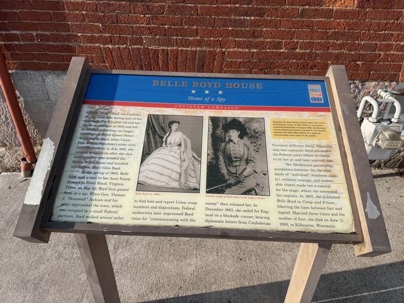 Belle Boyd House Marker. Click for full size. Belle Boyd House Marker image. Click for full size.